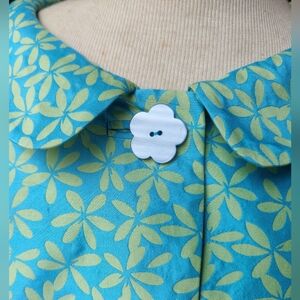 Ditsy Floral Daisy Silk Jacket Womens10 Retro Spring Easter Flower Buttons 90s